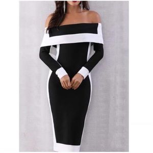 Black and White Off The Shoulder Dress